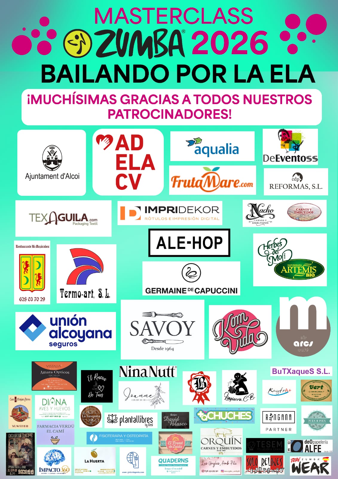 Cartel con logos patrocinadores - Adela CV